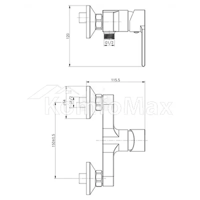 Змішувач для душу Cersanit Brasco S951-23, латунь хром