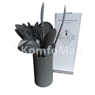 Набір кухонного приладдя Kitchenware set силікон 14 предметів, сірий