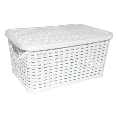 Кошик з кришкою Plastart Ротанг SP-290 5л. (19,5х28,5х12,5см.) Білий