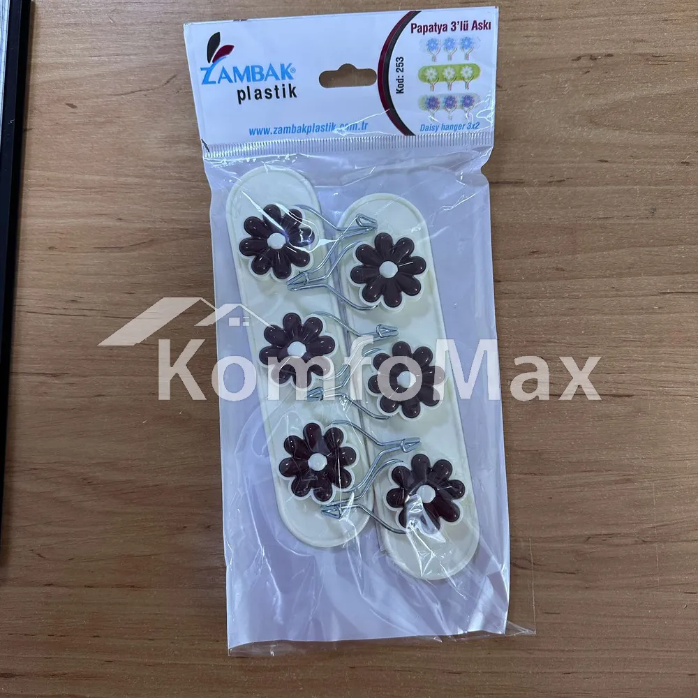 Вішалка Ромашка на 3 гачки на липучці 2шт. DR-1162 26см на 3 гачки  - фото 2