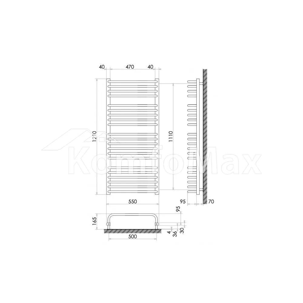 Рушникосушка Heizung WU 21/55 665Вт 1210-550мм біла  - фото 2