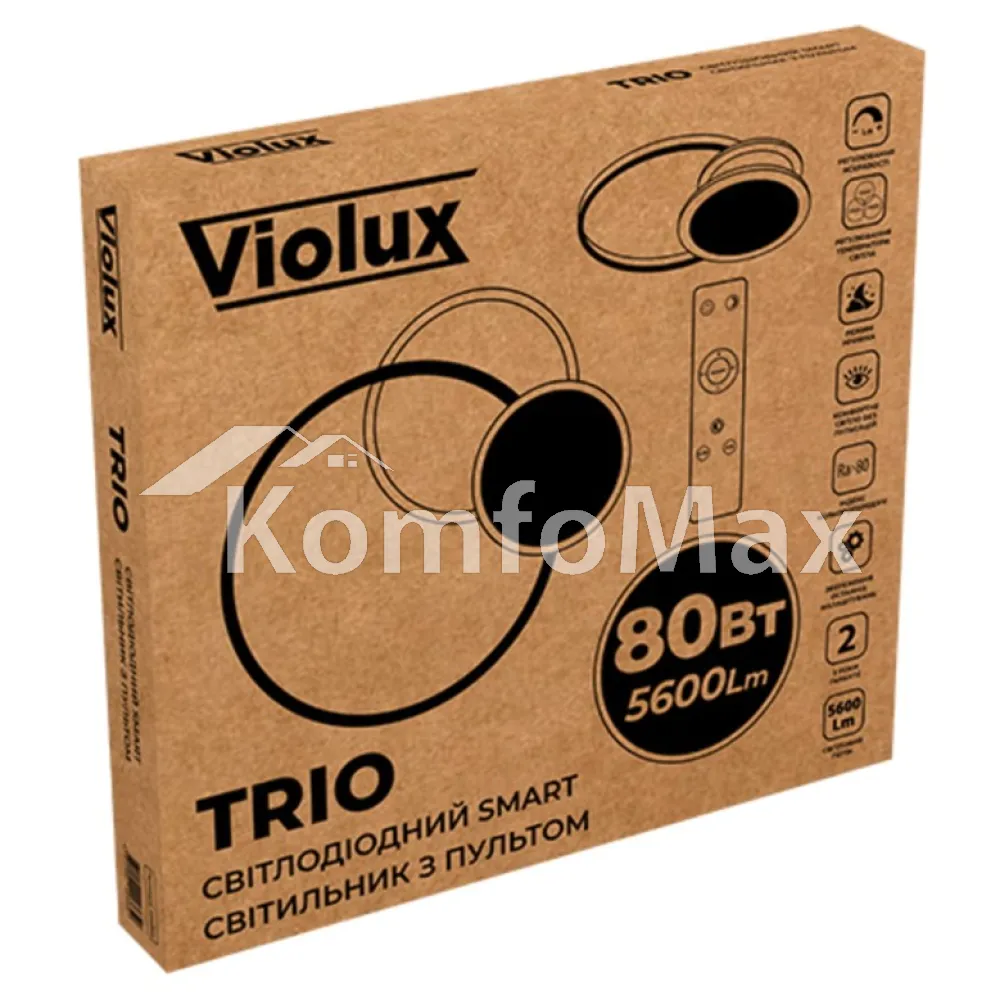 LED світильник VIOLUX smart TRIO круг 80W 3000-5000K IP20 220365  - фото 4