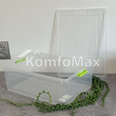 Контейнер Smart Box 11,7л. 39х29х14см. прозорий/оливковий