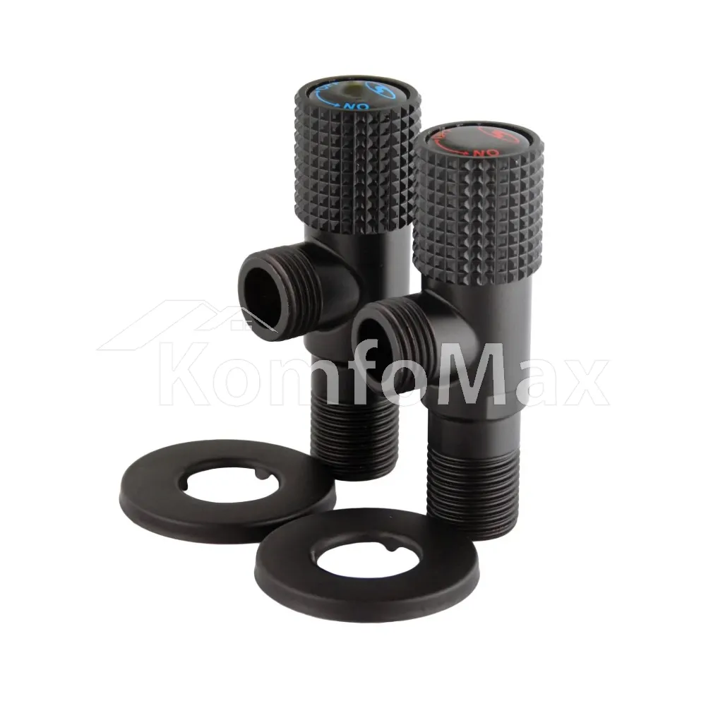 Комплект кранів кутових кераміка SOLOMON EXCLUSIVE 1/2″X1/2″ 9889 BLACK/BLACK (комплект2шт.) 