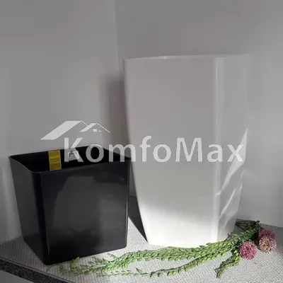 Горщик для квітів Квадро високий 27х27см висота 51см білий