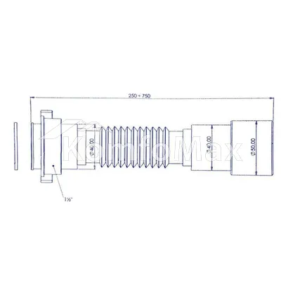 Гофра для сифона Bakimay PL 1301 Ø40х40/50мм. (плоска.прокл.)