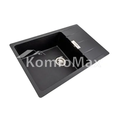 Гранітна мийка для кухні Platinum 7850 ROMA матова Чорний металік