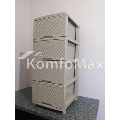 Комод пластиковий Алеана Ротанг кремовий